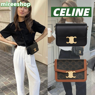 🍒เซลีน Celine กระเป๋า TEEN TRIOMPHE ผลิตจากหนังลูกวัวผิวสัมผัสเงา/TEEN TRIOMPHE BAG