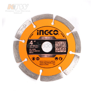 INGCO ใบเพชร ตัดคอนกรีต 4 นิ้ว แบบแห้ง รุ่น DMD011002 ( Dry Diamond Disc ) ใบตัดปูน ใบตัดคอนกรีต ใบตัดเพชร ใบเพชรตัดปูนB