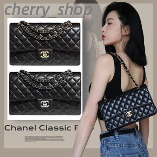 ถูกที่สุด ของแท้ 100%/ชาแนล Chanel Classic Flap CF chain crossbody bag Black gold 23cm&amp;25cm A01112