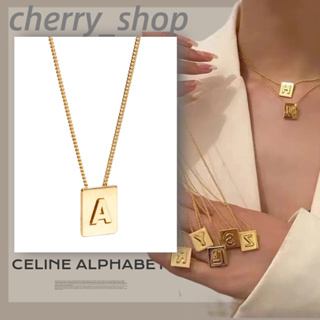 ถูกที่สุด ของแท้ 100%/CELINE ALPHABET AlphabetNecklace in Brass with Gold Finish สร้อยคอสุภาพสตรี lisa