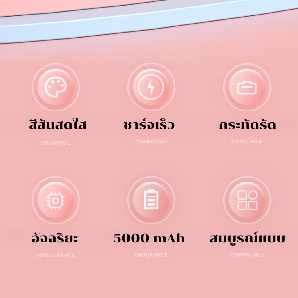 พร้อมส่ง-powerbank-mini-พาวเวอร์แบงค์มินิ-5000mah-พาวเวอร์แบงค์-แบตสํารองจิ๋ว-แต่แจ๋ว-fast-charge-iphone-type-c-dy165