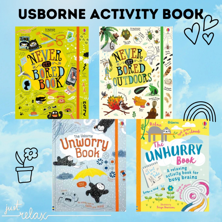 สมุดกิจกรรม-usborne-activity-book-หนังสือกิจกรรมภาษาอังกฤษ-unworry-unbored-book-หนังสือความสุข-แก้เบื่อ