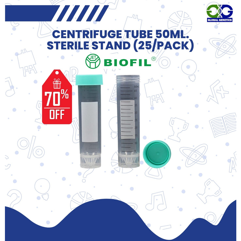 Centrifuge tube,Sterile 50ml (ตั้งได้)25pc.,Jet Bio | Shopee Thailand