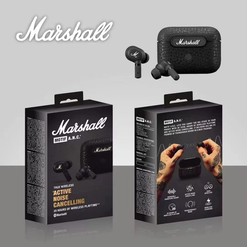 หูฟังบลูทูธmarshall-anc-bluetooth-earbuds-หูฟังตัดเสียงรบกวน-หูฟังบลูทูธไร้สาย-marshall-anc