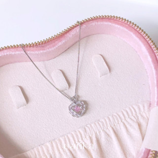 earika.earrings - rose quartz fairy heart necklace สร้อยคอจี้หัวใจเพชรชมพู ปรับขนาดได้