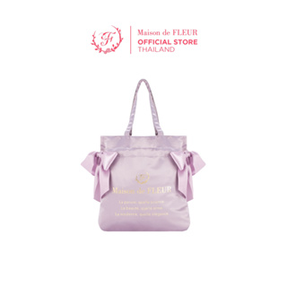 Maison De FLEUR - Double Ribbon Tote Bag กระเป๋าผ้าซาติน โบว์คู่ สีสันสดใส ดีไซน์น่ารัก