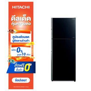 Hitachi ตู้เย็น 2 ประตู New Stylish Line รุ่น R-VGX400PF 14.4 คิว 407 ลิตร สีกลาสแบล็ก