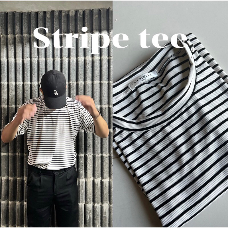 stripe-tee-เสื้อยืดโอเวอร์ไซส์ผ้าร่องริ้ว