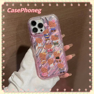 🍑CasePhoneg🍑ป้องกันการหล่น ขอบเต็ม iPhone 11 14 pro max การ์ตูน Hello Kitty สีชมพู ระลอก หวานสวย case for iPhone 12 13