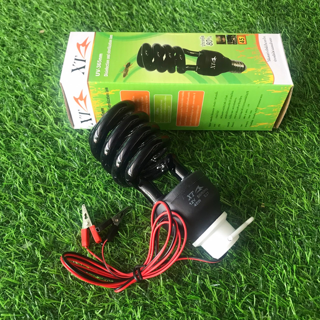 หลอดไฟล่อแมลง-dc12v-พร้อมขั้ว-สำหรับคีบแบต-ล้อแมลงได้ดี-ไฟล่อแมลง-ล่อแมลง