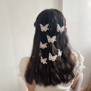 (พร้อมส่ง) กิ๊บผีเสื้อ กิ๊บลูกไม้เกาหลี สีชมพู เครื่องประดับผมแฟชั่นสตรี Butterfly hairpin Embroidery