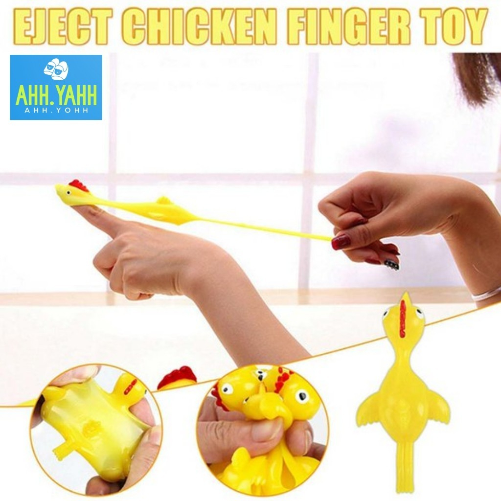 ahhyahhshop-ไก่ยาง-ดีดได้-ของเล่นคลายเครียด-ไก่หนึบ-ติดผนัง-ไก่ดีดนิ้ว-หนังสติ๊กยิงไก่-ของเล่นหนังสติ๊ก-เล่นเพลินๆ