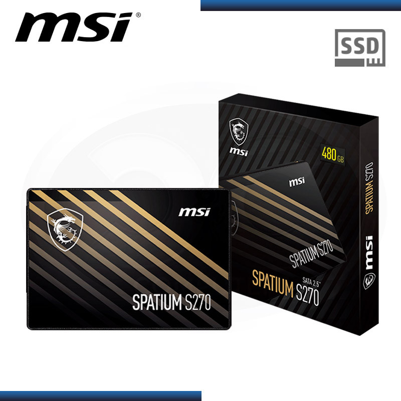 MSI SPATIUM S270 SATA 2.5 – 240GB SSD (SATA III 6Gbps, 100 mm x 69 mm x 7  mm, Read 500MB/s, Write 400MB/s), Black