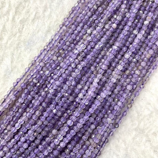 ลาเวนเดอร์ อเมทิสต์ Lavender Amethyst 2 mm เจียเหลี่ยม เส้นยาว