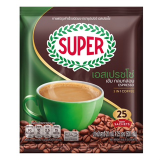 SUPER ซูเปอร์กาแฟปรุงสำเร็จ 3IN1 มี 2 สูตร 20กรัม x 25ซอง