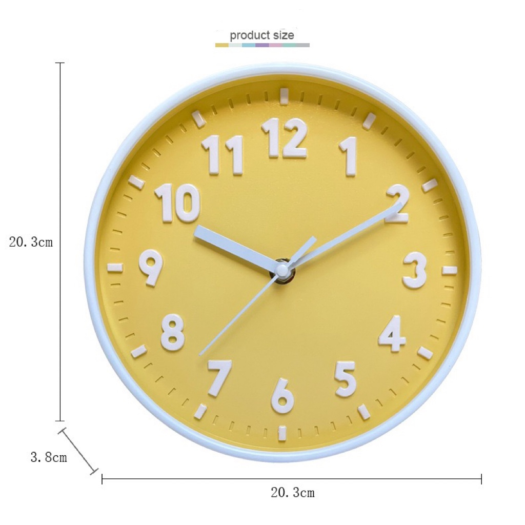 นาฬิกาแขวนผนังสีพาสเทลตัวเลข3d-ขนาด-8-นิ้ว-นาฬิกาแต่งห้องมินิมอล-เดินเงียบ