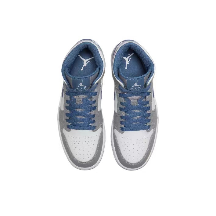 ของแท้100-nike-air-jordan-1-mid-true-blue-รองเท้าวิ่ง