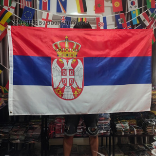 &lt;ส่งฟรี!!&gt; ธงชาติ เซอร์เบีย Serbia Flag 4 Size พร้อมส่งร้านคนไทย