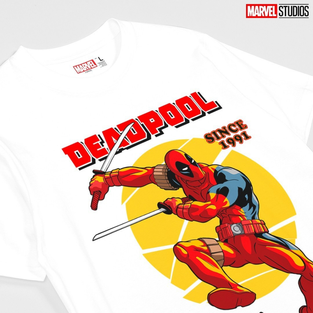 เสื้อยืดมาร์เวล-marvel-deadpool-mvx-402-403-404-405-เดดพลู-สีขาว