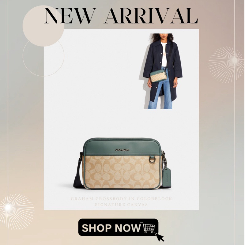 กระเป๋าสะพาย Graham Crossbody In Colorblock Signature Canvas Shopee
