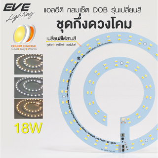 EVE ชุดแผงไฟแอลอีดี เปลี่ยนสีได้ 3 สี แผงแอลอีดี ชุดกึ่งดวงโคม นีออนกลม ติดเพดาน ขนาด 18W รุ่น 3 แสงใน 1 โคม