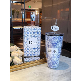 แก้วน้ำ ลาย Dior + (หลอด+โลโก้)