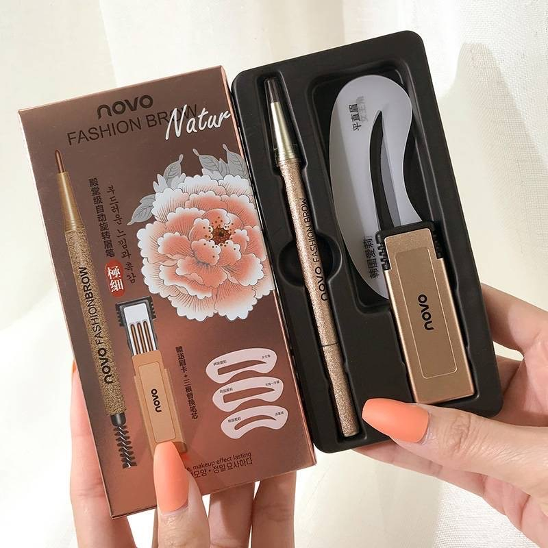 novo-fashion-brow-ดินสอเขียนคิ้ว-no-5146-แถมรีฟีลและบล็อคเขียนคิ้ว-ดินสอเขียนคิ้วหัวเรียว-ที่ปัดขนคิ้ว