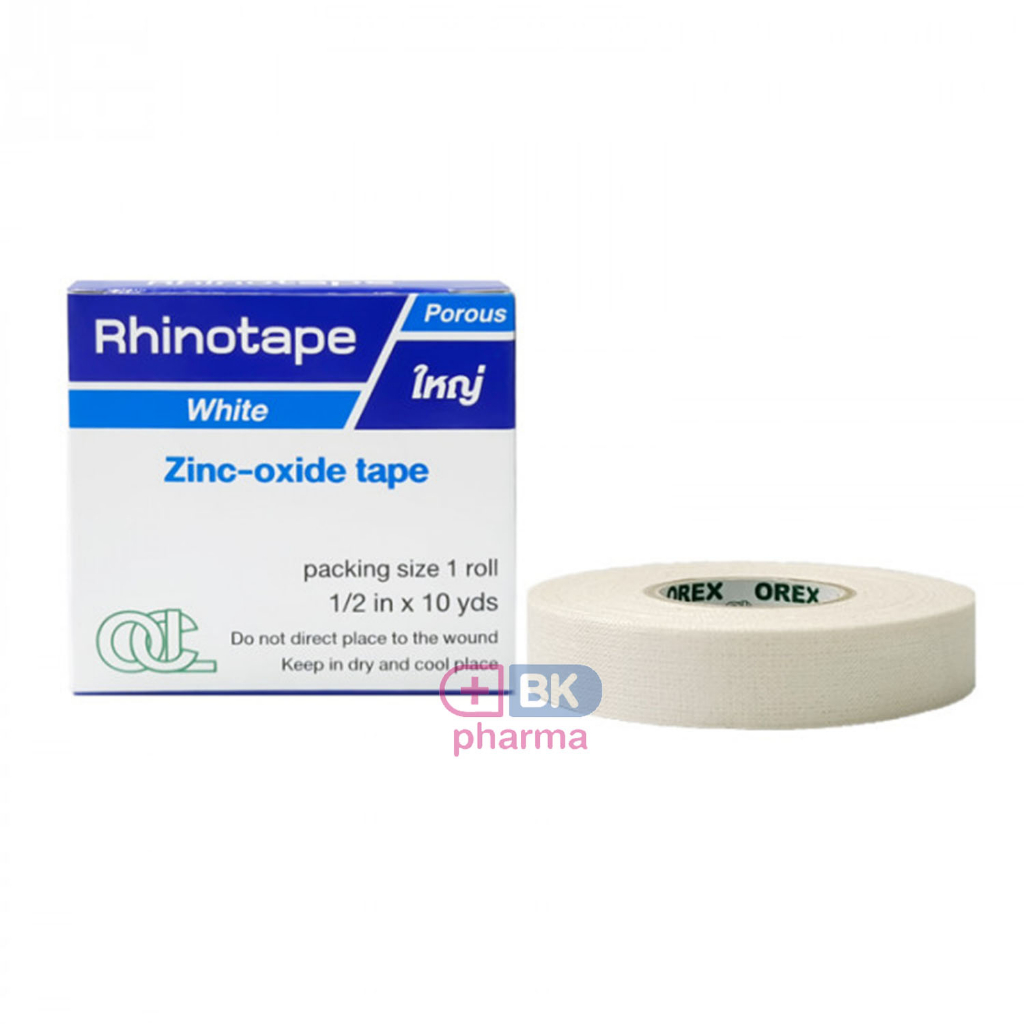 rhinotape-ไรโนเทป-เทปผ้าล็อค-ผ้าเคลือบกาวยาง-เทปตกแต่งแผล-สีขาว-สีน้ำตาล-0-5-ยาว-10-หลา-1-ม้วน