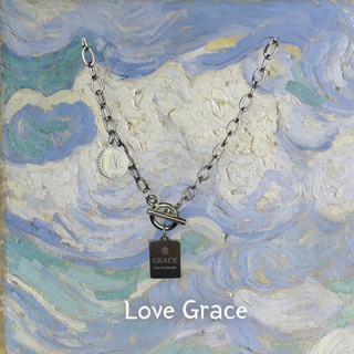 SELENE สร้อยคอโซ่ จี้ป้ายgrace สร้อยแฟชั่นสไตล์เกาหลี รุ่นlove grace