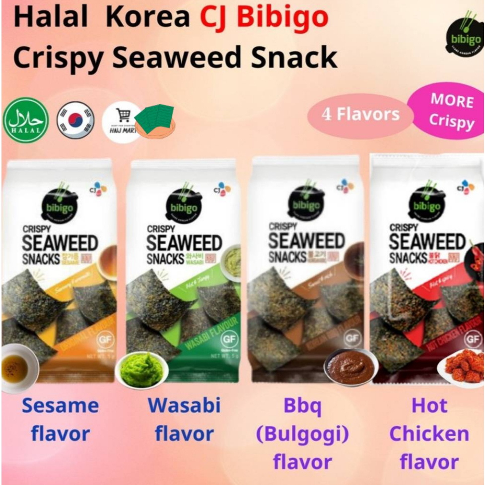 สาหร่ายกรอบเกาหลี-3-รสชาติ-ออริจินอล-วาซาบิ-บาบีคิว-cj-bibigo-seaweed-snacks-original-wasabi-bbq-5g-x-3s-1pack