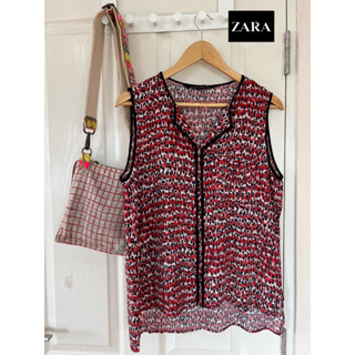 ZARA x Cotton ลื่นๆ x L ผ้าสวยใส่สบายมาก tag ครบ อก 38 ยาว 24 Code :814(6)