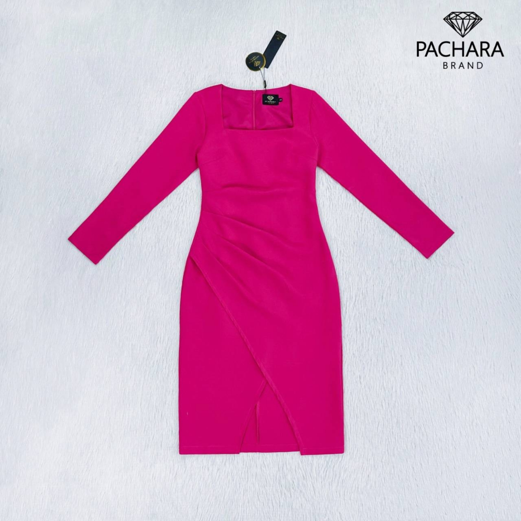 pachara-เดรสคอเหลี่ยมแขนยาวสีบานเย็น-รบกวนเช็คสต๊อกก่อนกดสั่งซื้อ