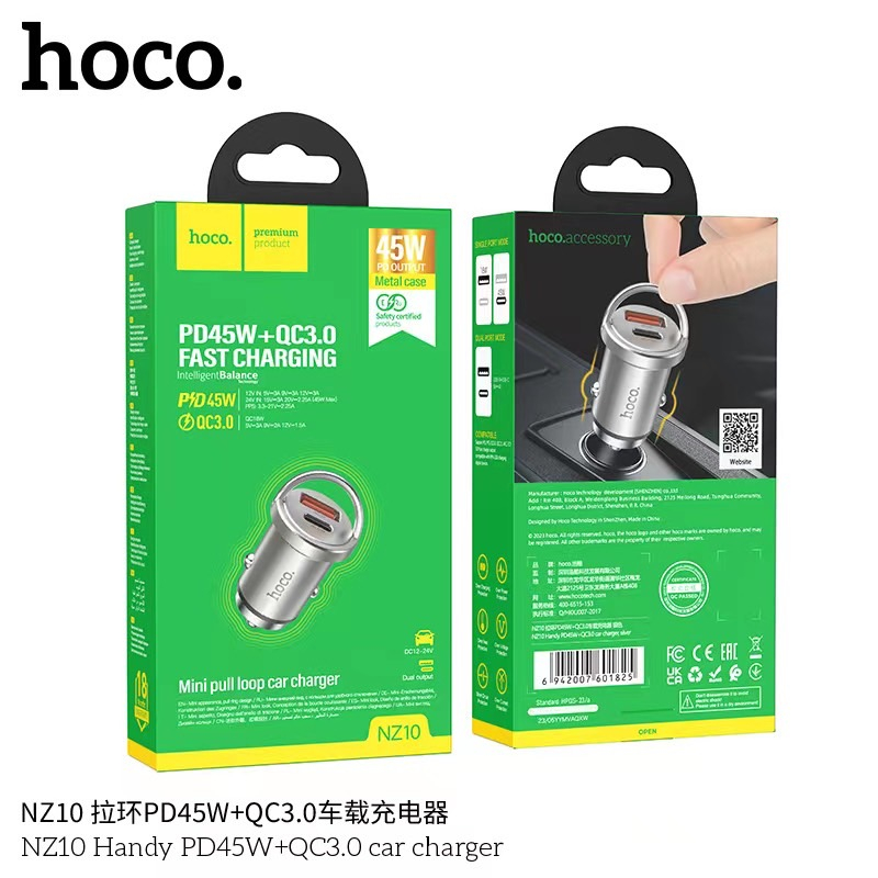 hoco-รุ่นnz10-ที่ชาร์จในรถ-pd45w-qc3-0w-ชาร์จเร็ว-usb-car-charger-quick-charge-หัวชาร์จ-ชาร์จในรถ-2ช่อง-usb-040866t