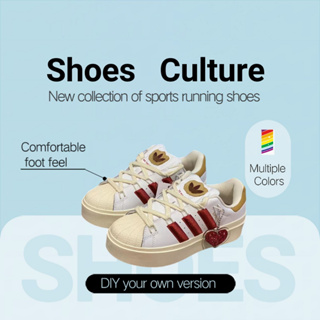 Adidas originals Superstar Bonega W ด้านล่างหนา รองเท้าผ้าใบ