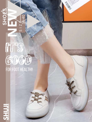 "SUNSHINE" Leather sneaker รองเท้าผ้าใบหนังแท้ นุ่มสบายใส่ง่าย ไม่ต้องผูกเชือก