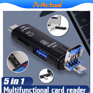 อะแดปเตอร์การ์ดรีดเดอร์ Micro SD USB TF OTG ต่อ USB 2.0 สําหรับ Android IOS แท็บเล็ต พีซี Type-c แบบ 5-in-1 OTG