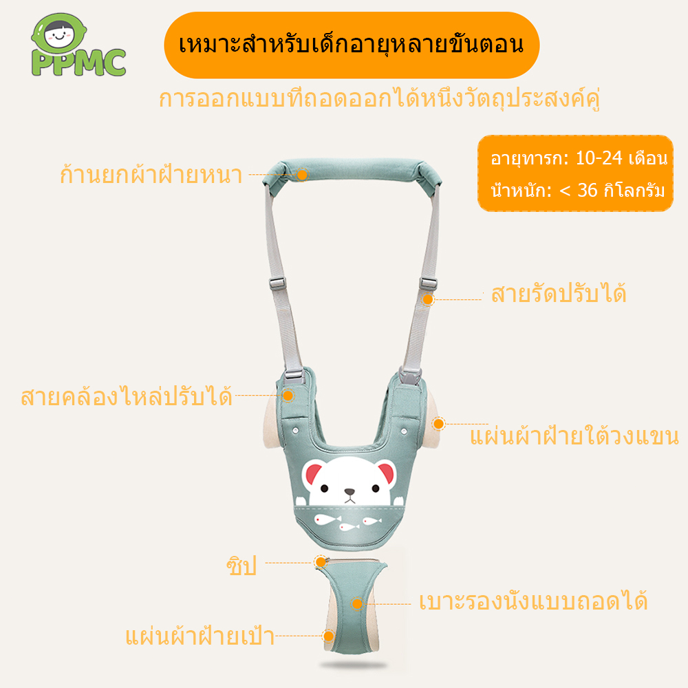 ผู้ให้บริการเด็กวัยหัดเดิน-ผู้ให้บริการเด็ก-เสื้อกั๊กเซฟตี้ผ้าฝ้ายระบายอากาศนุ่ม-เครื่องมือช่วยเดิน-ทารกอายุ-8-36-เดือน