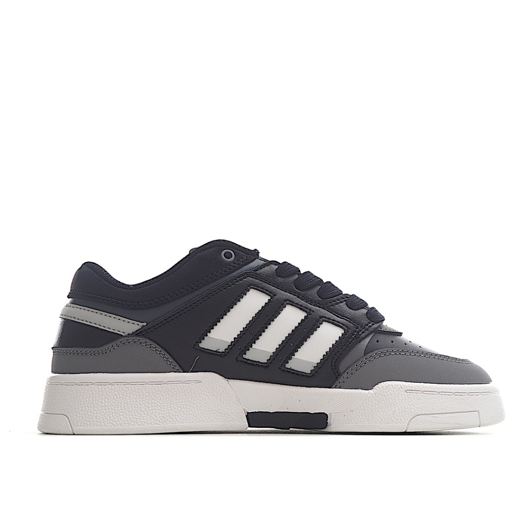 adidas-originals-drop-step-low-gw9734-สีเทาดำ-ลื่นสไตล์วินเทจแฟชั่นต่ำด้านบนกีฬารองเท้าลำลองแท้100-ผู้ชายผู้หญิง