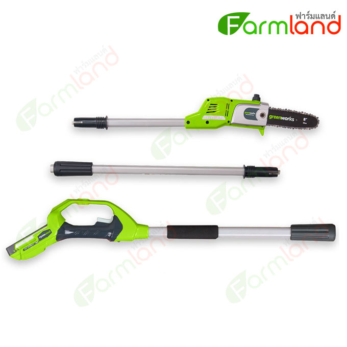 greenworks-เครื่องตัดกิ่งไม้สูงไร้สาย-ขนาด-24v-พร้อมแท่นชาร์จและแบตเตอรี่