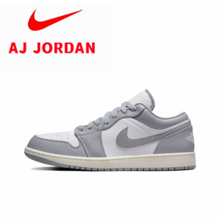Air Jordan 1 Low Stealth and White รองเท้าบาสเก็ตบอลย้อนยุคพื้นรองเท้าชั้นกลางออกซิไดซ์สีออฟไวท์