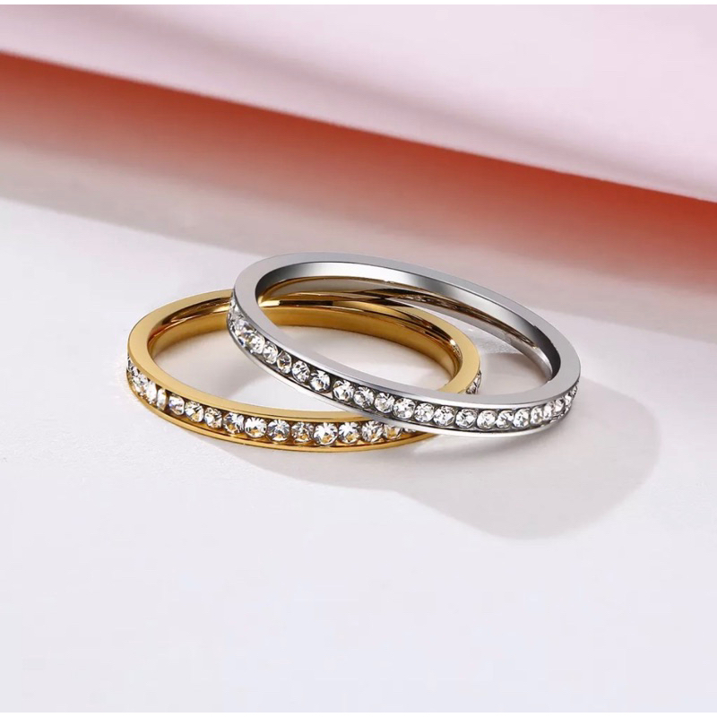 lovely-ring-stanless-steel-ส่งจากไทย-แหวนเพชรสแตนเลสหนา2mm-ไม่ลอกไม่ดำโดนน้ำโดนเหงื่อได้