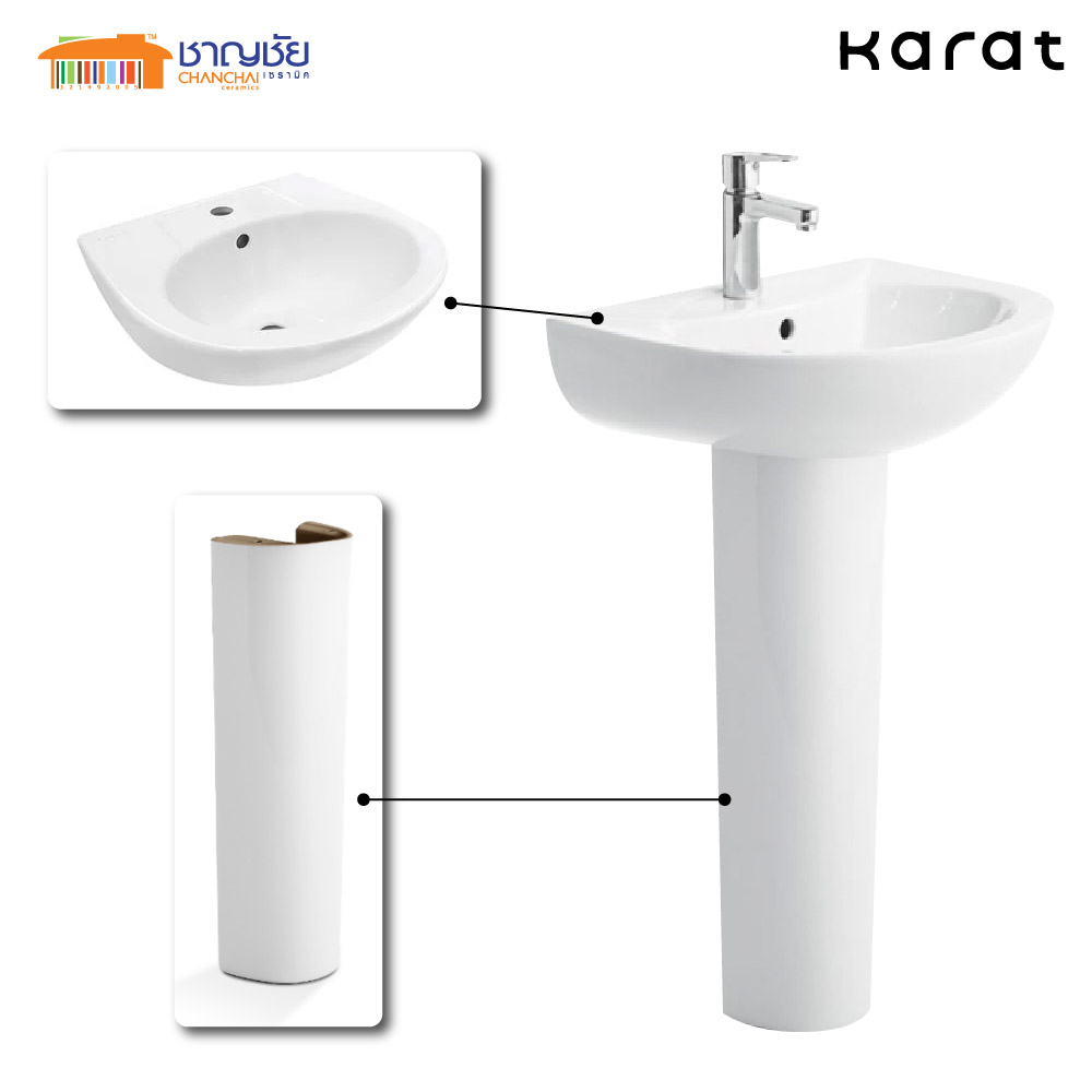 karat-อ่างล้างหน้าแบบแขวน-k-23885x-1-wk-คาสเซีย-พร้อมขาตั้งยาว-k-23886x-wk-เซรามิคสีขาว