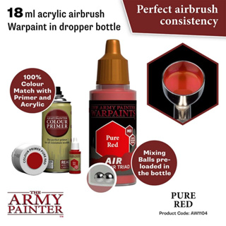 🔥มีของพร้อมส่ง🔥 Army Painter Air Pure Red - 18ml AP-AW1104 สีอะคริลิค สูตรพ่น กับ Airbrush Water Based Acrylic