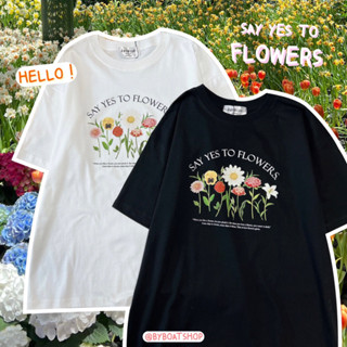 พร้อมส่ง❗️เสื้อยืด oversize ผ้าคอตตอน สกรีนลาย Flower 🌻 (ใส่ได้ทั้งชาย-หญิง)