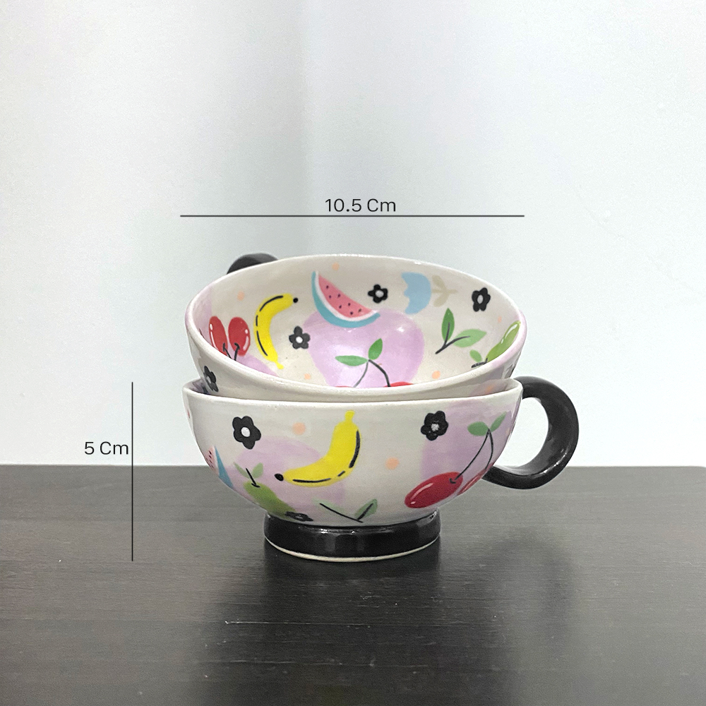 ถ้วย ชาม ทำมือ Handmade น่ารัก Purple mixed fruits BOWL/CUP Shopee