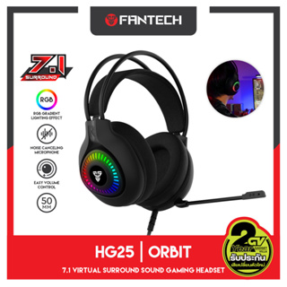 FANTECH หูฟังเกมมิ่ง ระบบ 7.1 Headset Gaming มีไมโครโฟน ไฟ RGB รอบหูฟัง สำหรับเกมแนว FPS , RTS, MMORPG ,MOB รุ่น HG25