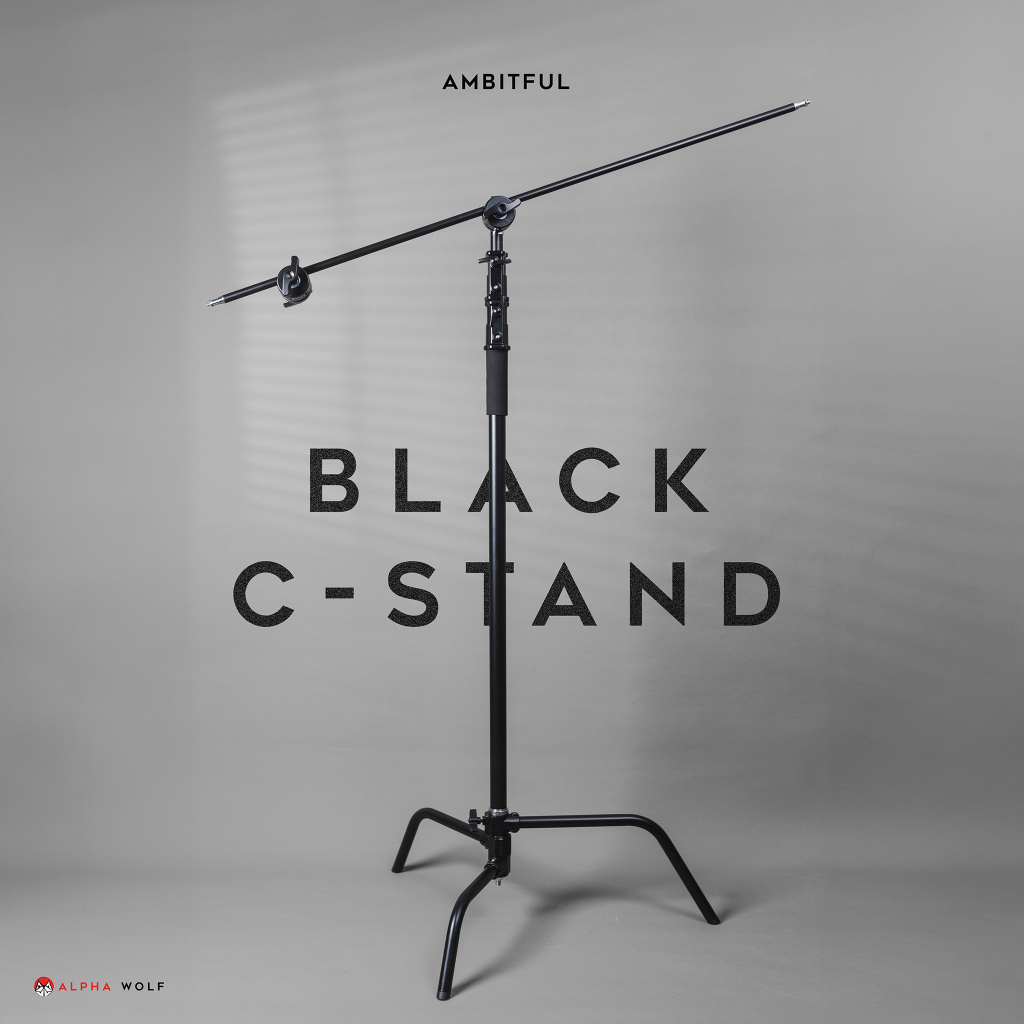 AMBITFUL Black Heavy Duty C-Stand with Boom Arm ขาตั้งไฟ C-Stand ปรับสูงได้  3.2 เมตร รับน้ำหนักได้ 10kg