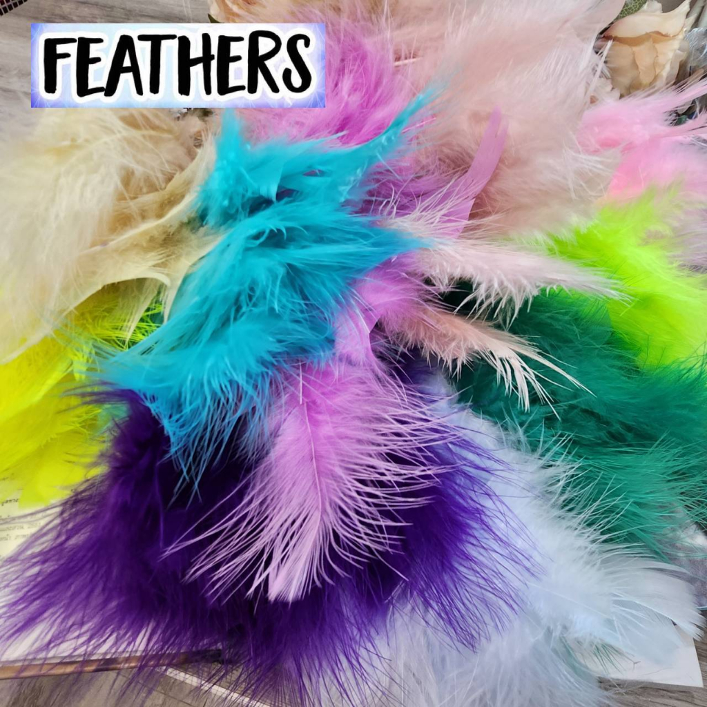 ขนาดตัวอย่างสั้นมาก-15cm-feather-fluffy-chic-party-vintage-fancy-dress-gatsby-ขนนก-เส้นใหญ่-เส้นขนนก-ขนฟู