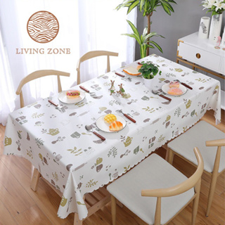 สินค้า Living Zone ผ้าปูโต๊ะ กันน้ำและกันเปื้อน ทำความสะอาดง่าย วัสดุ PEVA 🍉มี 3ขนาด🍉