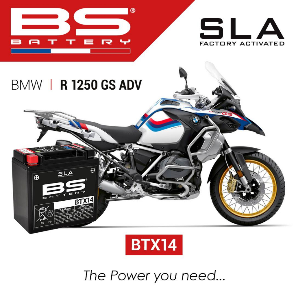 แบต BMW R1250GS ADV,R9T, BS Battery รุ่น BTX14 (FA) SLA, 12VDC 12.6Ah